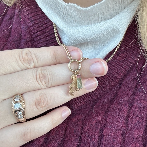 14k solid gold watermelon tourmaline pendant charm - Picture 3 of 5